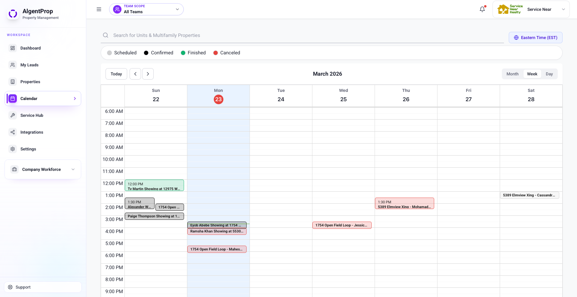 Manage Showing Calendar