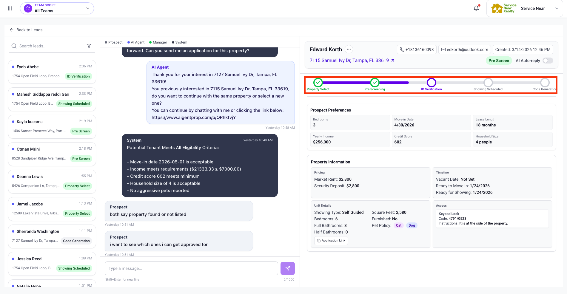 Manage Lead Page